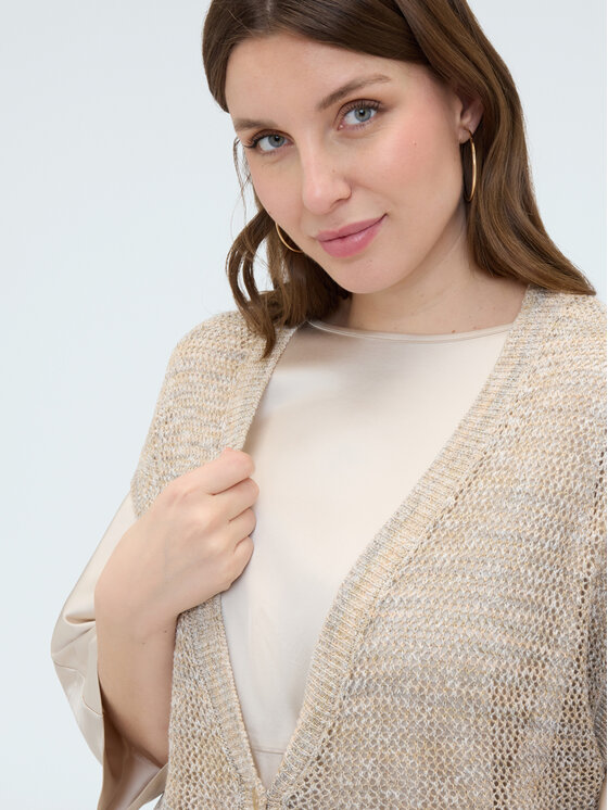 Fiorella Rubino Fiorella Rubino Kardigan M191E002180N002 Kremowy Slim Fit