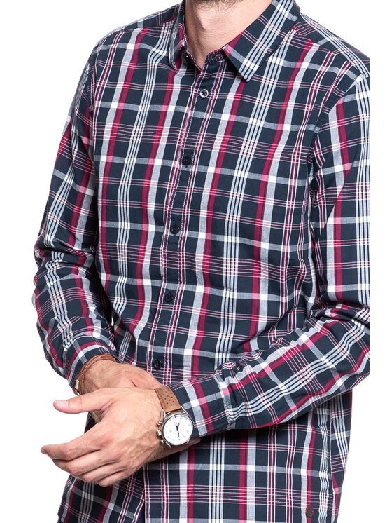 Mustang Mustang Camicia CLEMENS KC TURN-UP Rosso Regular Fit