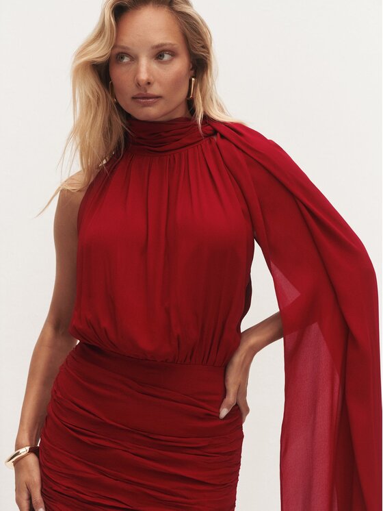 Le Collet Le Collet Sukienka wieczorowa LIRE Czerwony Flare Fit