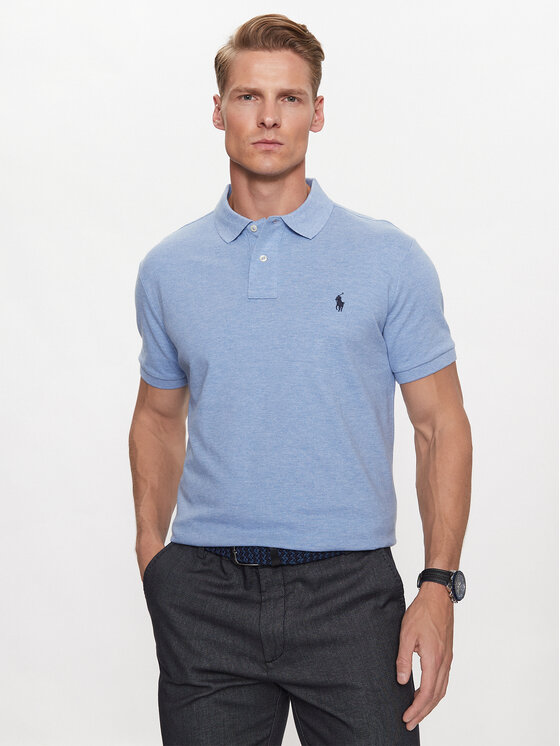 Polo Ralph Lauren Polo Ralph Lauren Тениска с яка и копчета 710666998007 Син Custom Slim Fit