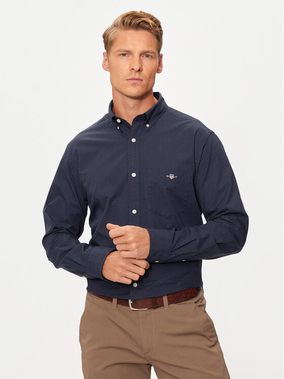 Gant Košeľa 3240160 Tmavomodrá Regular Fit