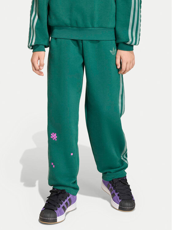adidas Pantaloni trening Minecraft KE2759 Verde Loose Fit
