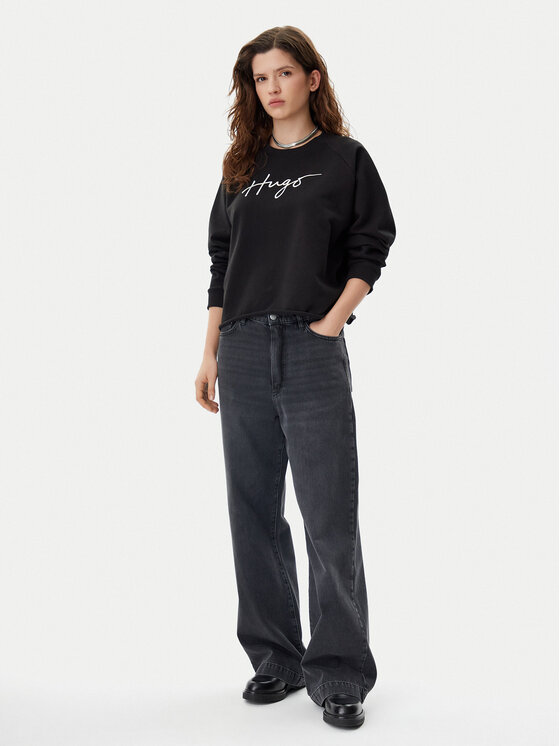 HUGO HUGO Pulóver Darace 50534271 Fekete Relaxed Fit