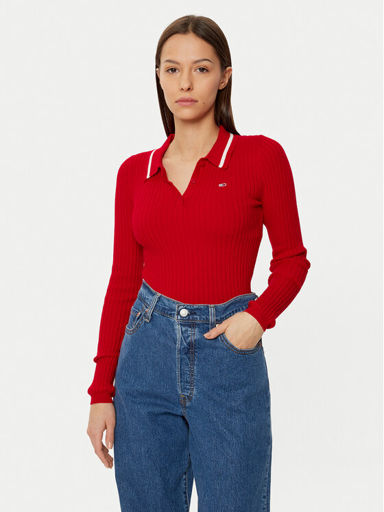 Tommy Jeans Tommy Jeans Sweater DW0DW19887 Piros Slim Fit