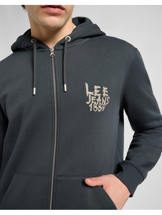 Lee Lee Bluza Zip Hoodie Czarny Regular Fit