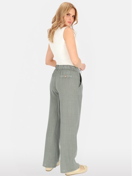 Perso Perso Spodnie damskie PTE255039F Khaki Regular Fit