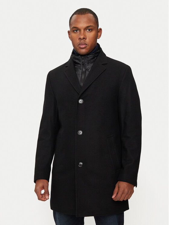 Hechter Paris Hechter Paris Palton de lână 45014 142270 Negru Regular Fit