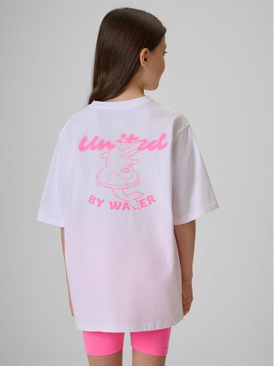 4F 4F T-Shirt POOLSIDE CLUB Biały Loose Fit