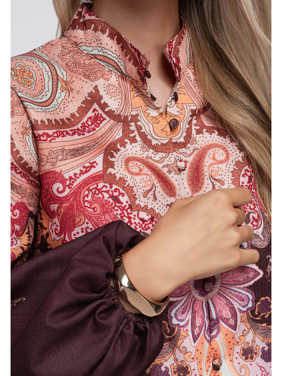 Ombre Ombre Koszula OW-SH-E0062 Brązowy Loose Fit