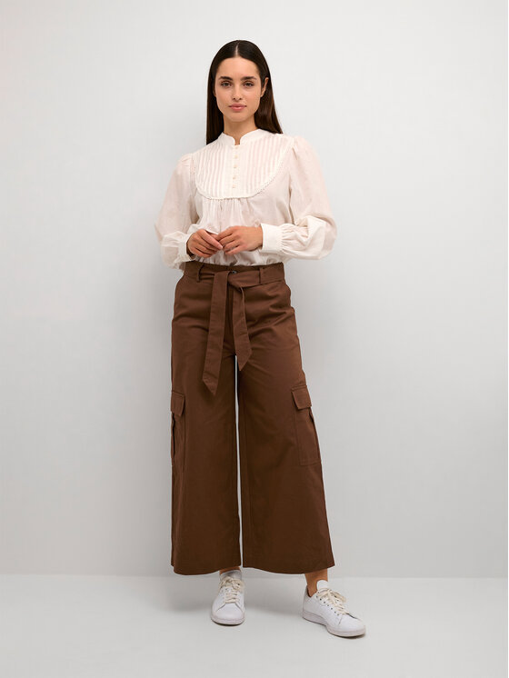 Kaffe Kaffe Kalhoty z materiálu Jumper 10507581 Hnědá Regular Fit