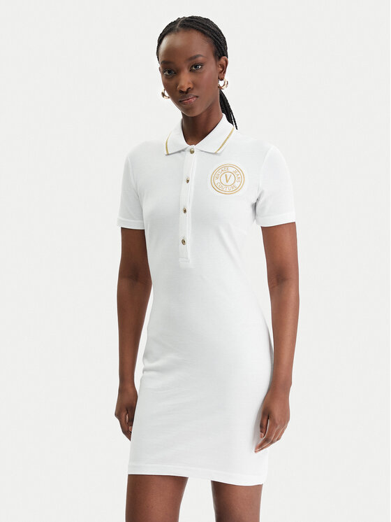 Versace Jeans Couture Rochie de zi 80HAOT03 CJ01T Alb Slim Fit