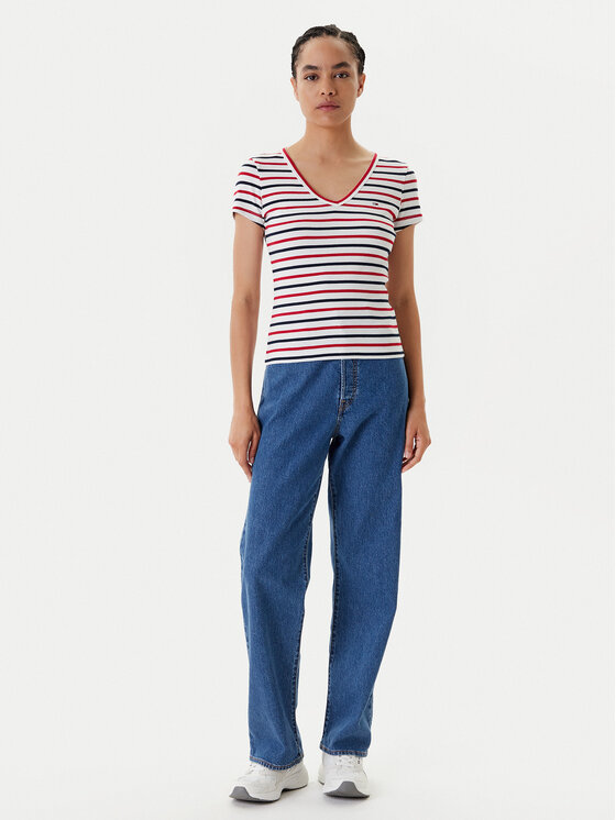 Tommy Jeans Tommy Jeans Marškinėliai Essential DW0DW17385 Balta Slim Fit