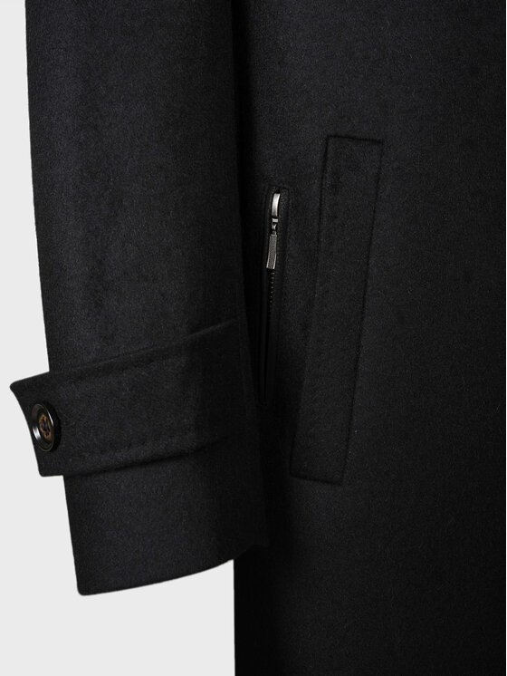 Evenemen Evenemen Płaszcz wełniany Breno Czarny Slim Fit