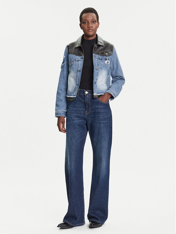 Desigual Desigual Jeansjacke Contrast Mickey 25WWED16 Blau Regular Fit
