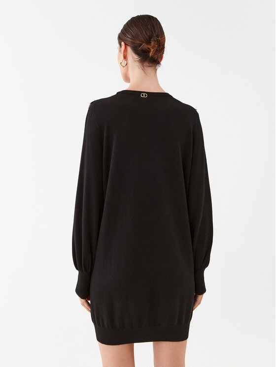 TWINSET TWINSET Sukienka dzianinowa 232TP3423 Czarny Regular Fit