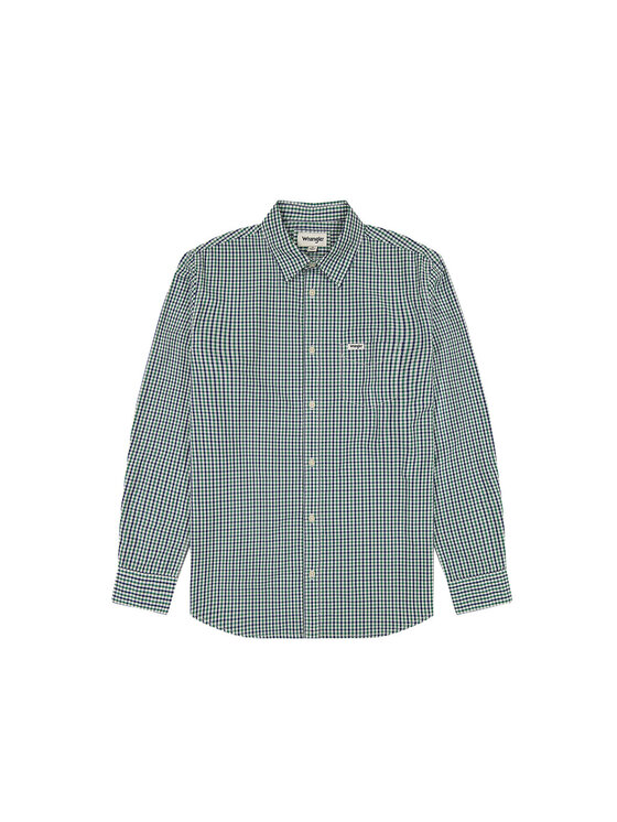Wrangler Wrangler Koszula LS 1 PKT SHIRT Niebieski Regular Fit