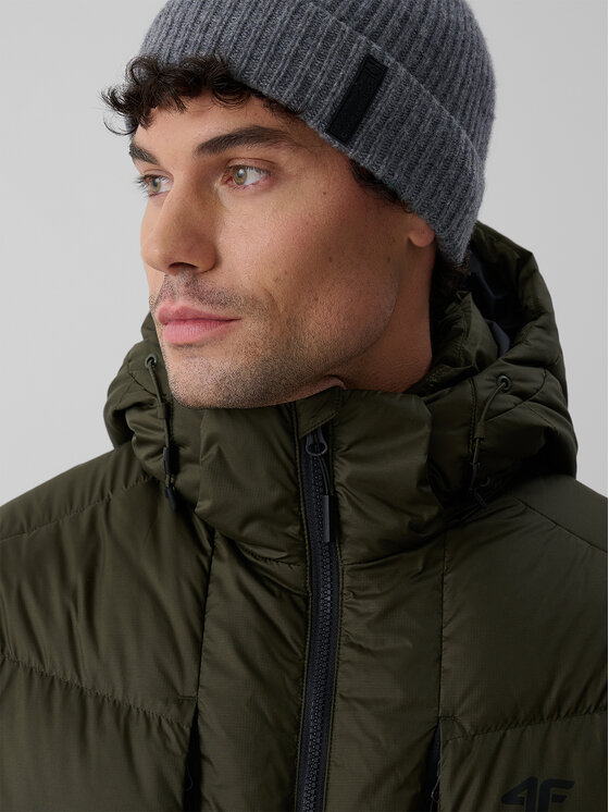4F 4F Kurtka puchowa CITY JACKETS Khaki Regular Fit