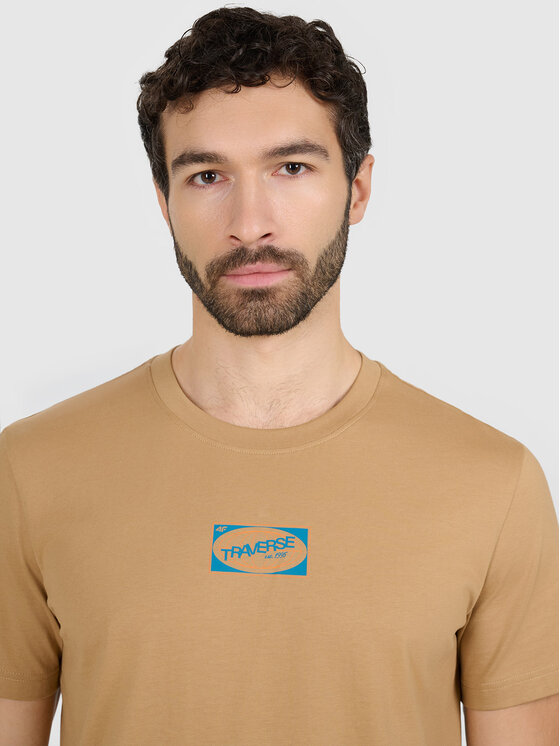 4F 4F T-Shirt MISSION READY Beżowy Regular Fit