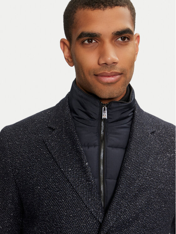 BOSS Boss Palton de lână H-hyde 50528177 Bleumarin Slim Fit