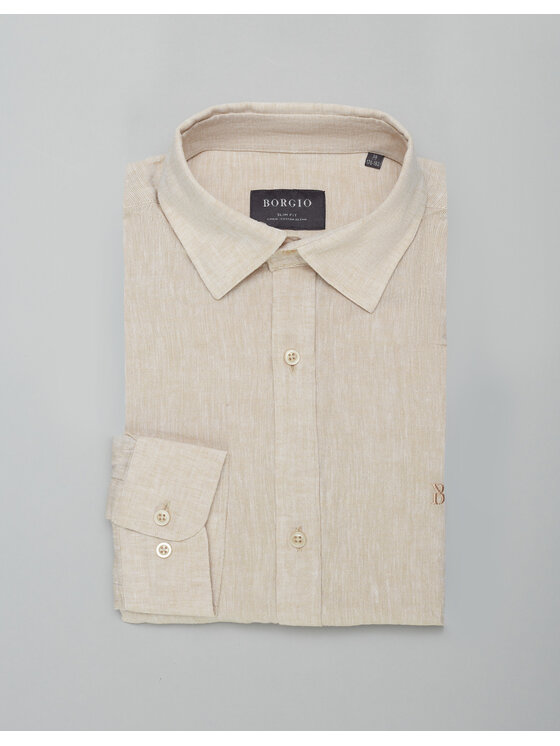 Borgio Borgio Koszula lentini Beżowy Slim Fit