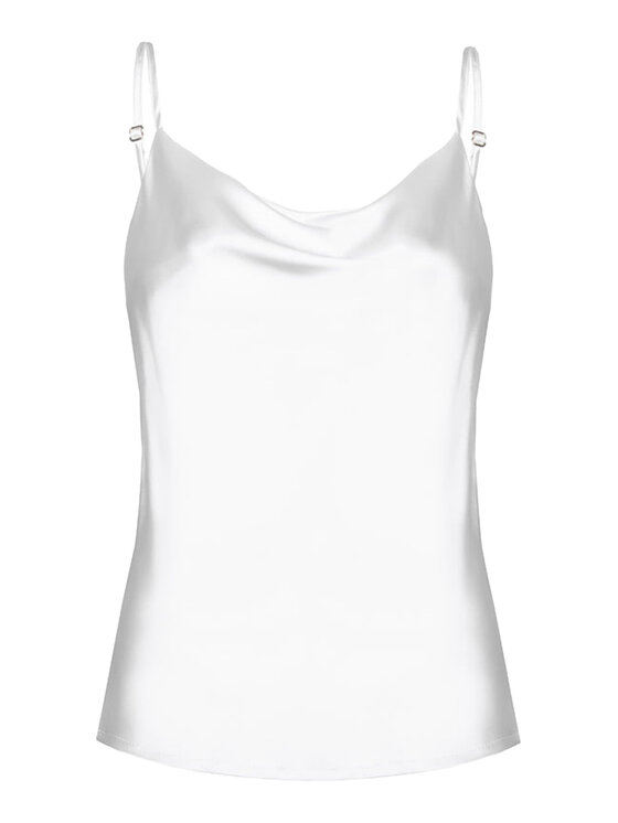 Cat&Cat Cat&Cat Top jedwabny z dekoltem woda Biały Regular Fit