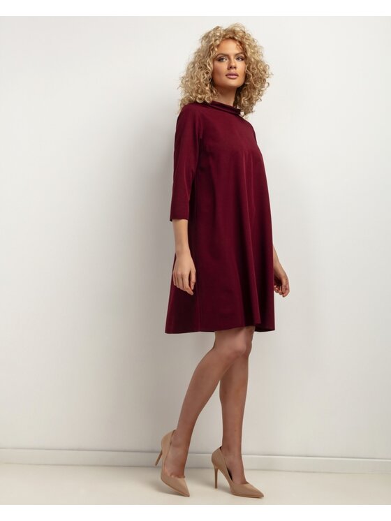 Tessita Tessita Sukienka koktajlowa SUKIENKA_T442 _11_M Bordowy Loose Fit