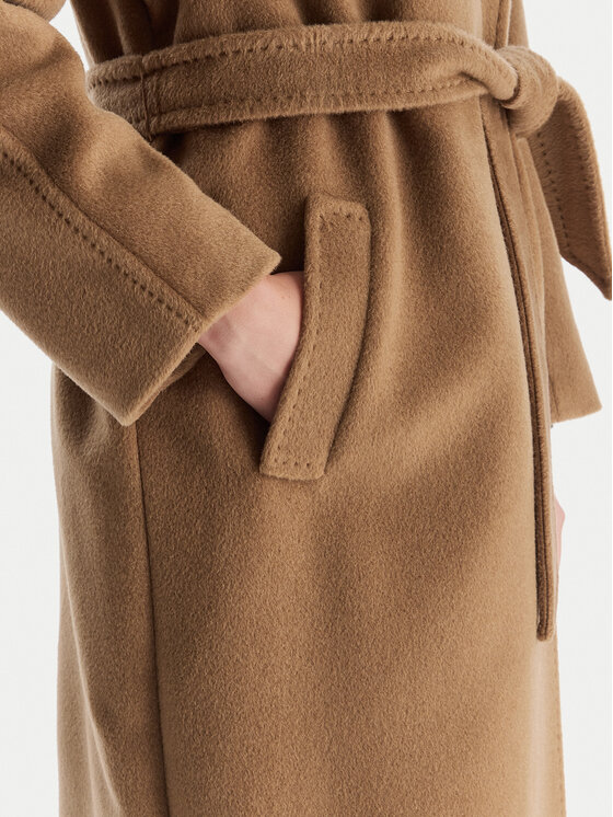 マロン Weekend Max Mara palton de lana femei, culoarea maro, de tranzitie