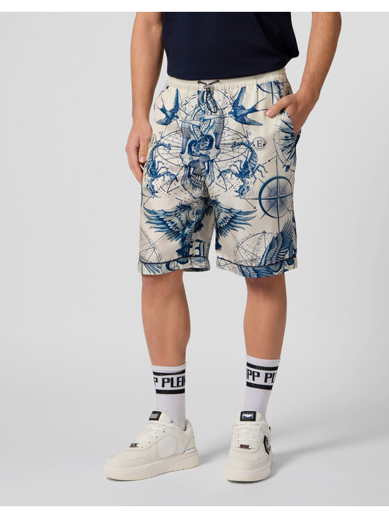 PHILIPP PLEIN PHILIPP PLEIN Szorty materiałowe 29001 Biały Regular Fit