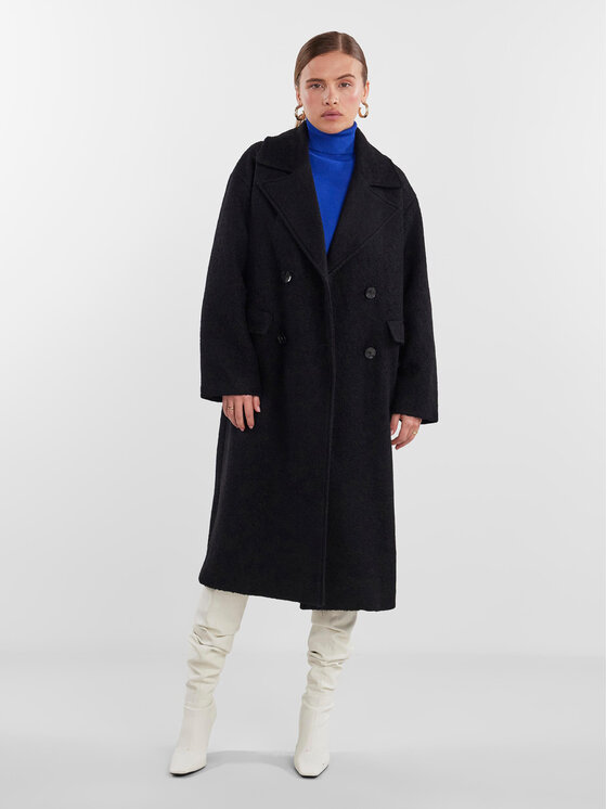 YAS YAS Wollmantel 26030712 Schwarz Loose Fit