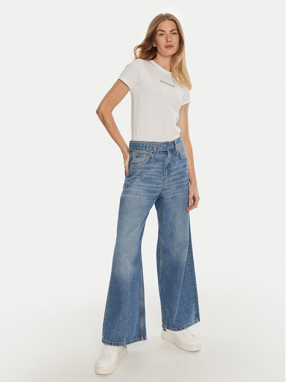 Guess Jeans Guess Jeans T-Shirt W4YI01 J1314 Bílá Slim Fit