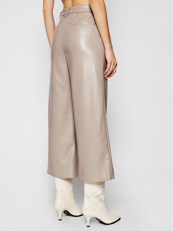 MSGM MSGM Παντελόνι από απομίμηση δέρματος 3041MDP06B 217101 Γκρι Regular Fit