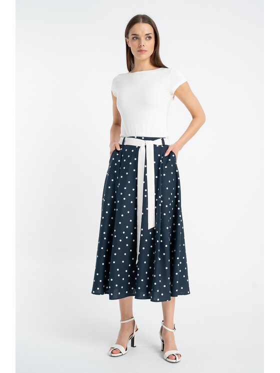 CLICK CLICK Midi sukně 50-726 Tmavomodrá Comfortable Fit