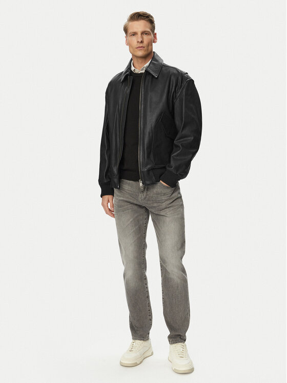 BOSS BOSS Geacă de piele Josual 50568175 Negru Regular Fit