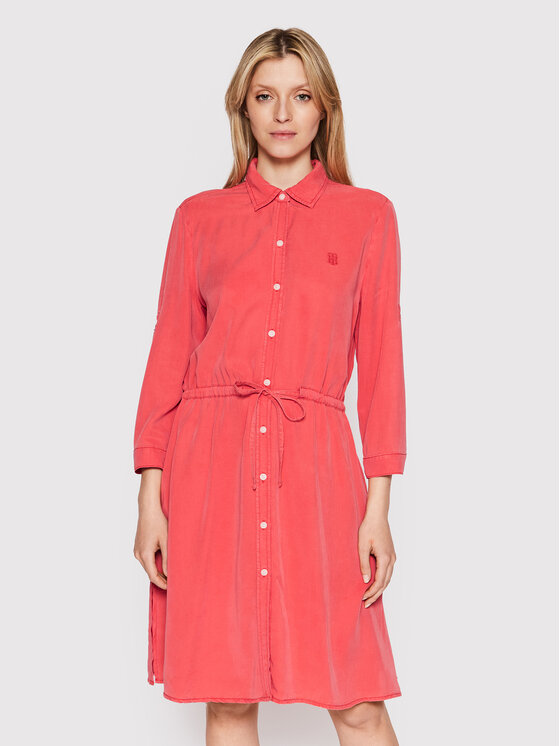 Tommy Hilfiger Srajčna obleka WW0WW33229 Roza Relaxed Fit