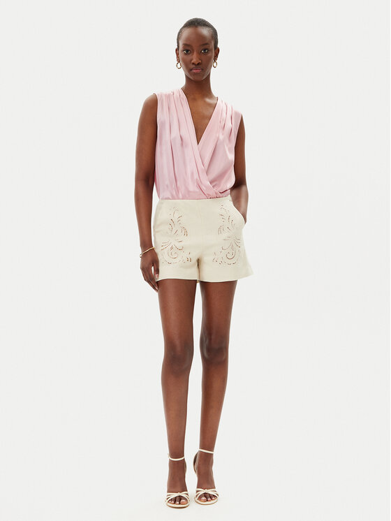 TWINSET TWINSET Medžiaginiai šortai 251TP2162 Smėlio Regular Fit