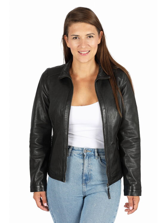 David Ryan David Ryan Kurtka skórzana SOFIA Czarny Regular Fit