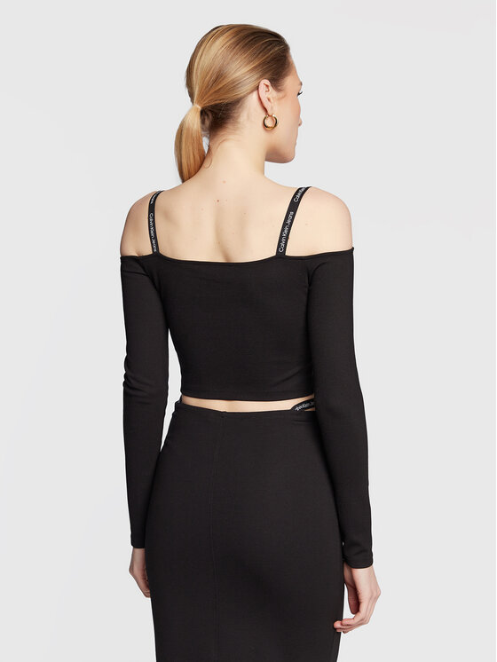 Calvin Klein Jeans Calvin Klein Jeans Bluzka J20J220294 Czarny Cropped Fit