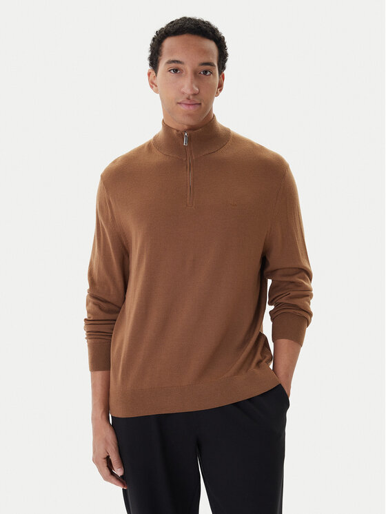 Calvin Klein Bluză cu gât LV04LD318G Maro Regular Fit