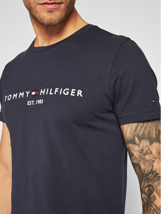 Tommy Hilfiger Tommy Hilfiger T-Shirt Core Logo Tee MW0MW11465 Granatowy Slim Fit