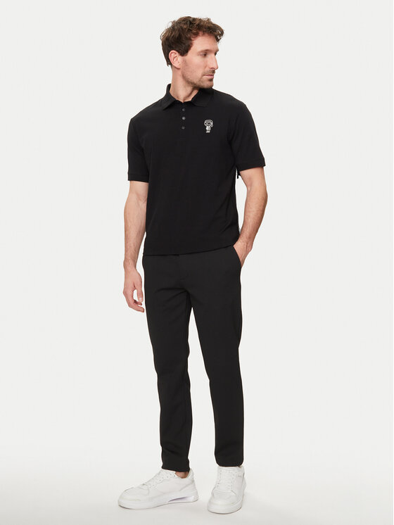 KARL LAGERFELD KARL LAGERFELD Тениска с яка и копчета 745023 542221 Черен Regular Fit