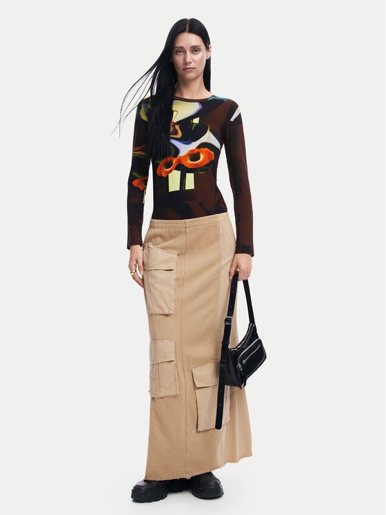 Desigual Desigual Блузка Dreamy 24WWTK47 Коричневий Slim Fit