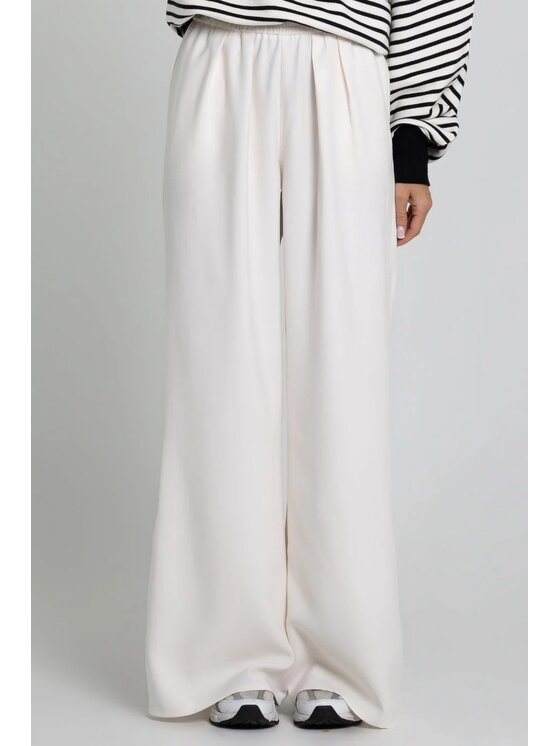 Chiara Wear Chiara Wear Spodnie materiałowe Spodnie PALLAZO damskie Écru Relaxed Fit