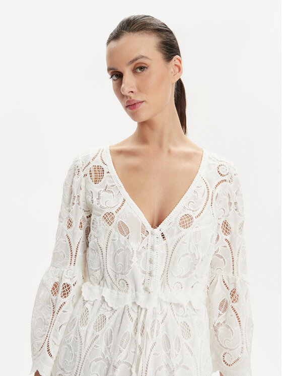 Luisa Spagnoli Luisa Spagnoli Sukienka letnia Pigna 540712 Biały Regular Fit
