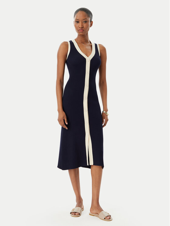 Selmark Selmark Haljina za plažu BO796 Tamnoplava Slim Fit