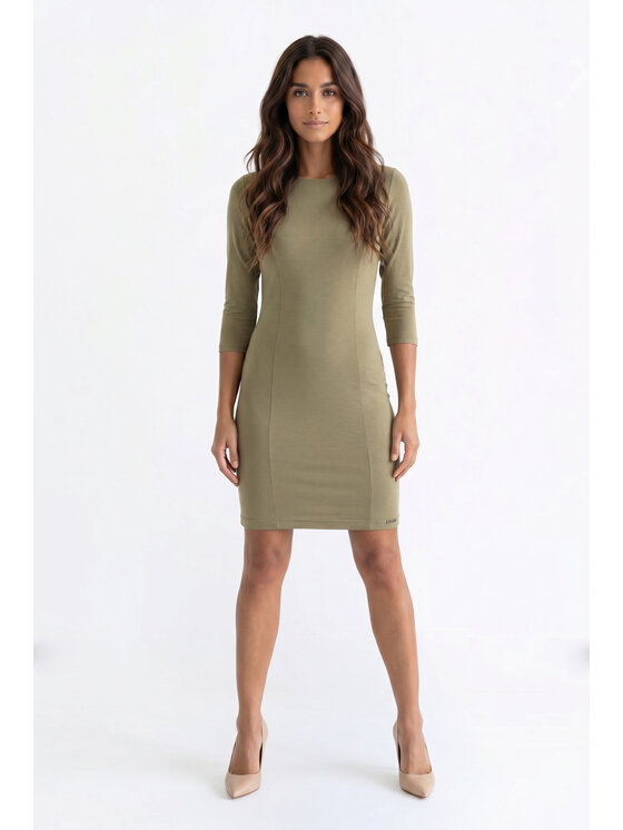 FIGL FIGL Koktejlové šaty M1351 Tmavo zelená Straight Fit