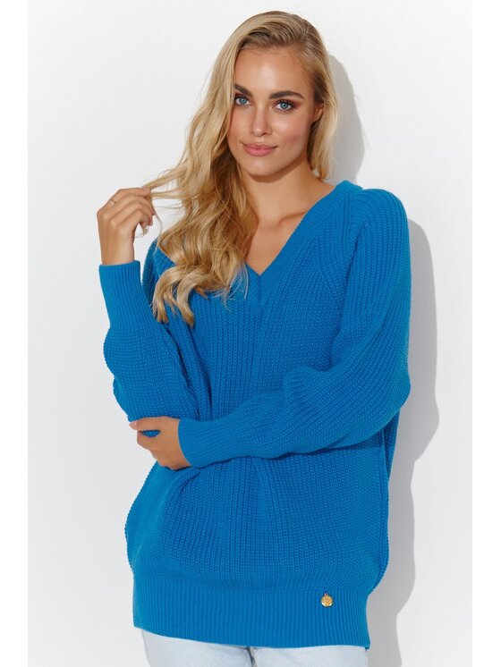 Makadamia Makadamia Sweter S140 Niebieski Regular Fit