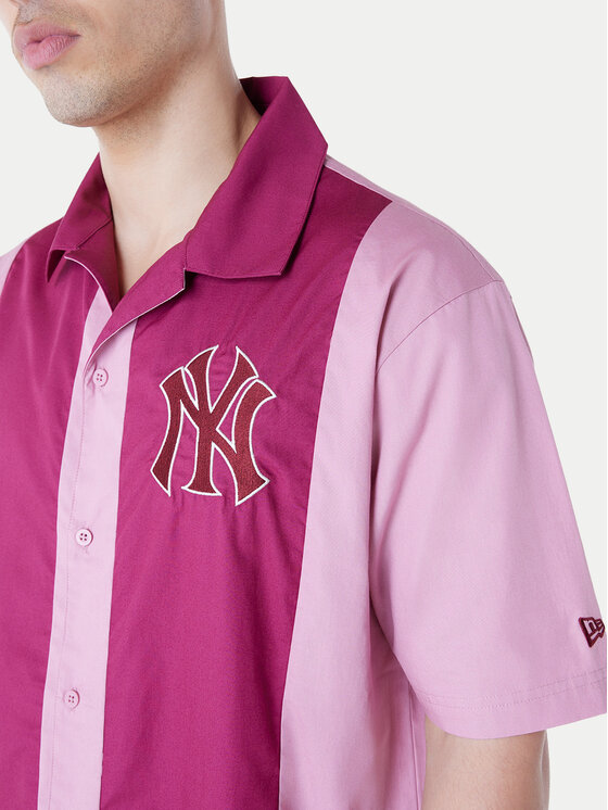 New Era New Era Cămașă New York Yankees Stripe Revere 60596341 Roz Regular Fit