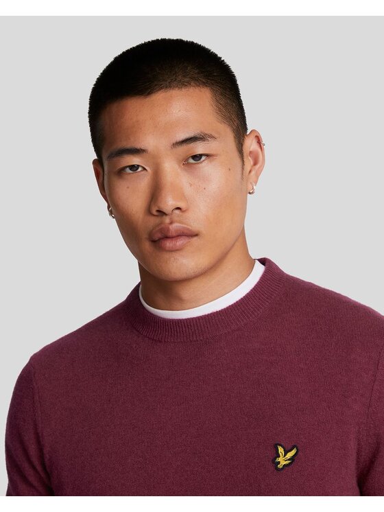 Lyle & Scott Lyle & Scott Sweter MAGLIA GIROCOLLO Bordowy Regular Fit