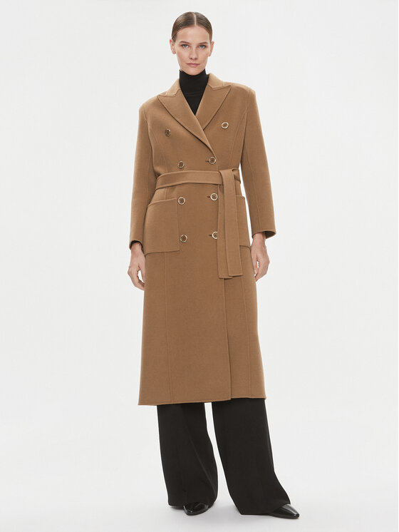 Elisabetta Franchi Elisabetta Franchi Gyapjú kabát CP-43D-36E2-V840 Barna Regular Fit
