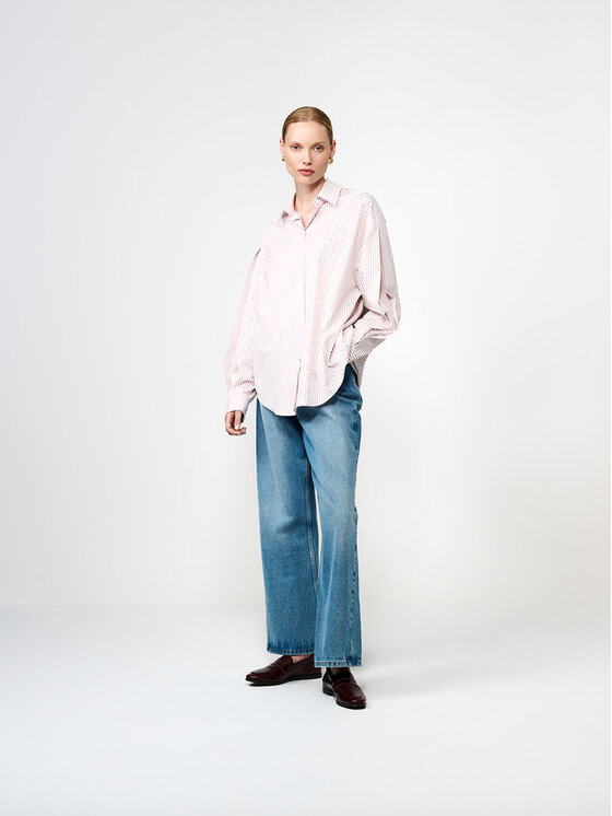 La Mania La Mania Koszula PONTE Bordowy Basic Fit